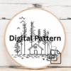 embroidery-cabin-deer-forest-trees