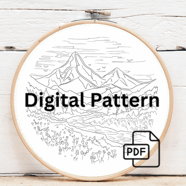 close-up-cross-stitch-picture-mountain-scene
