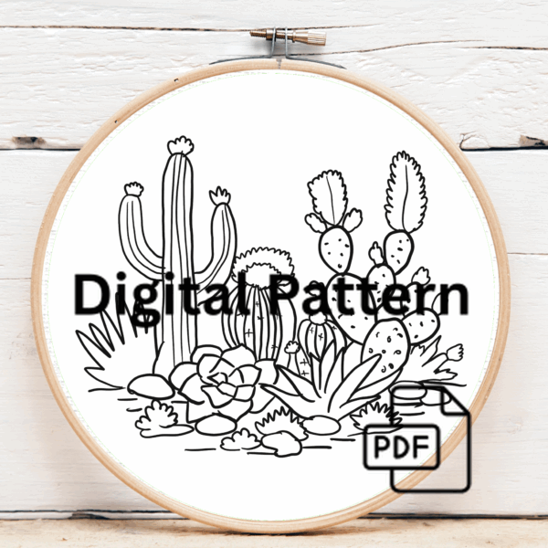 embroidery-cactus-plant-orange-flowers-succulents