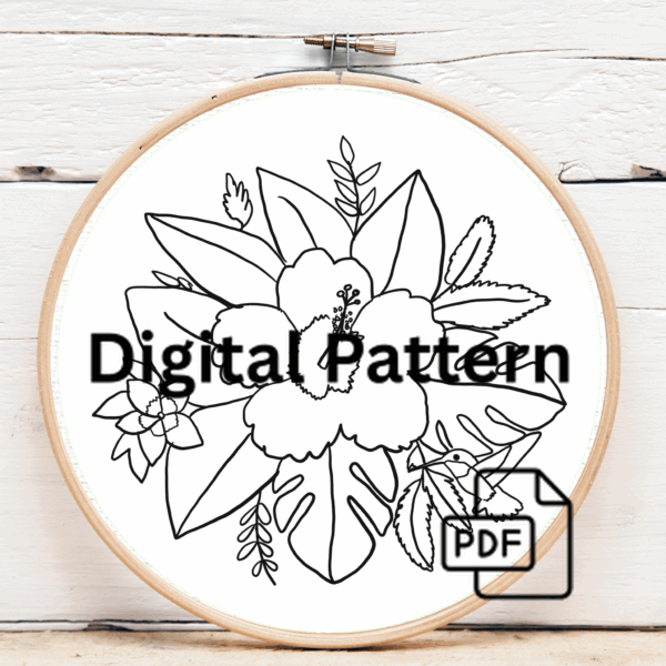 embroidery-hibise-flower-humming-2