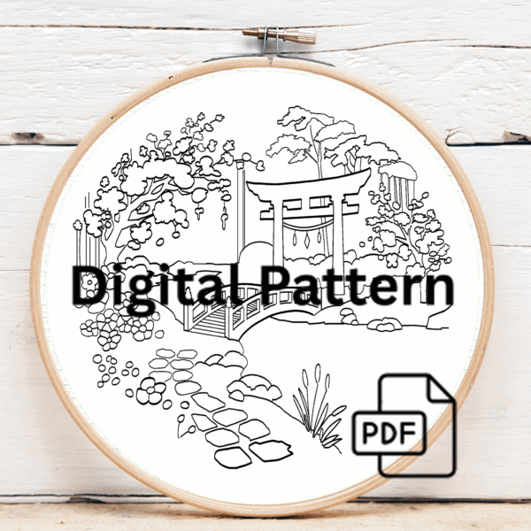 embroidery-japanese-garden-bridge-flowers