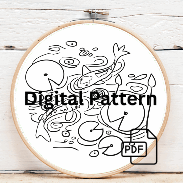 embroidery-koi-fish-lily-pads-pond