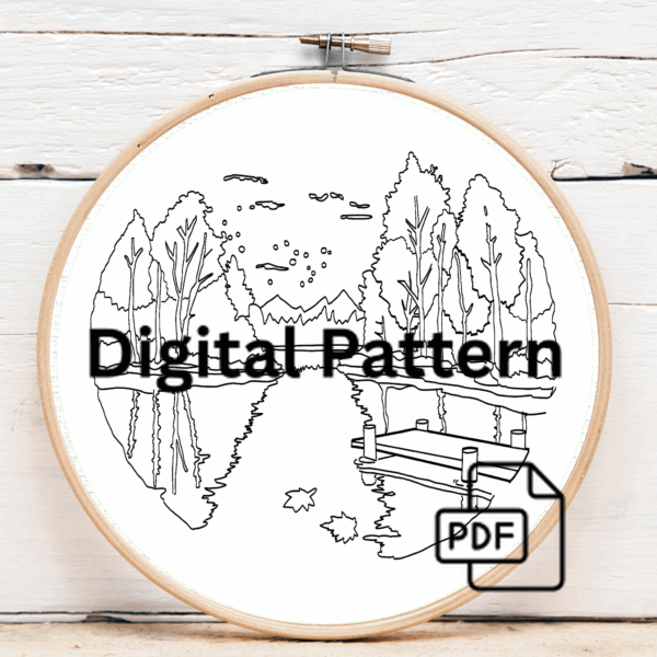 embroidery-lake-dock-trees-background