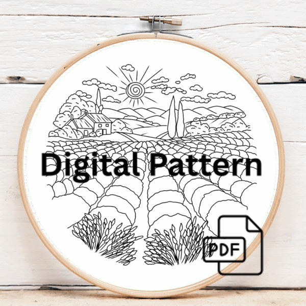 embroidery-lavender-field-house-sun-background