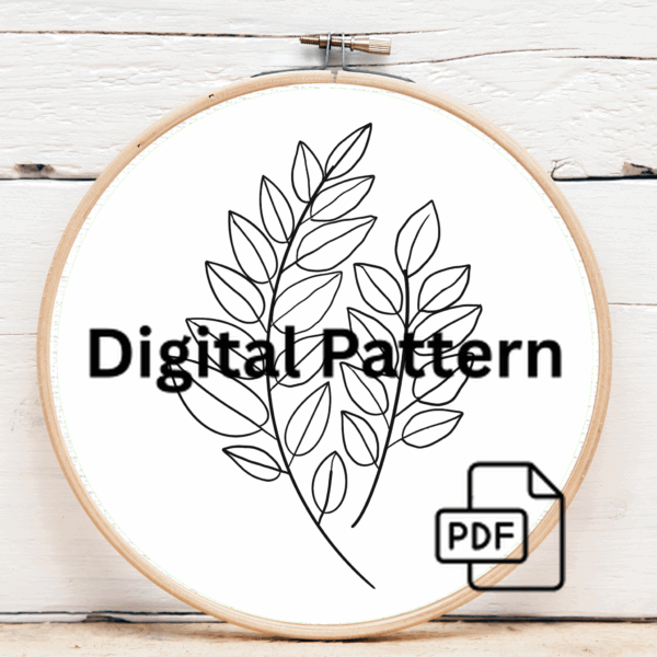 embroidery-leaf-branch-white-fabric