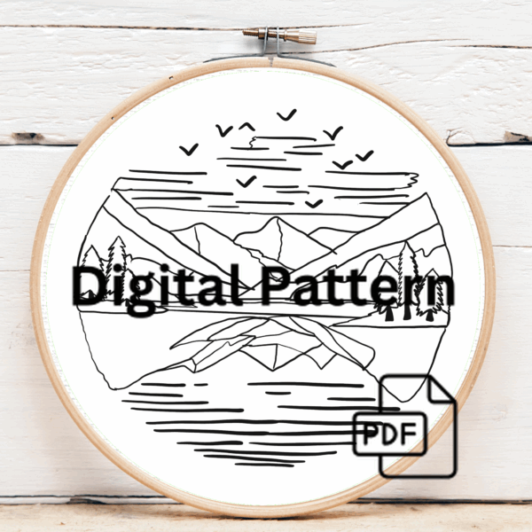 embroidery-mountain-scene-lake-birds