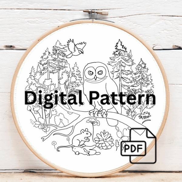 embroidery-owl-mouse-branch-forest