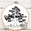 embroidery-pine-tree-pine-cones-wooden-surface