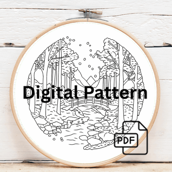 close-up-cross-stitch-picture-river-trees