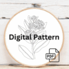 embroidery-pink-flower-green-leaves-white-background-2