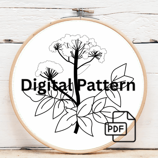 embroidery-plant-green-leaves-white-cloth