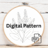 embroidery-purple-flower-green-leaves-white-cloth
