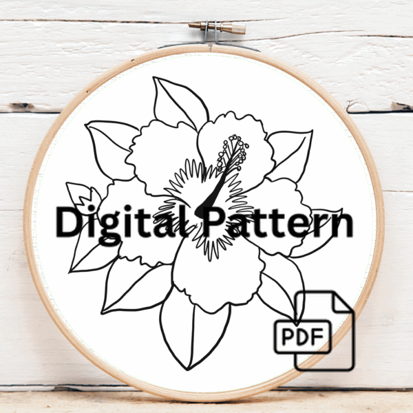 embroidery-red-flower-green-leaves-white-cloth