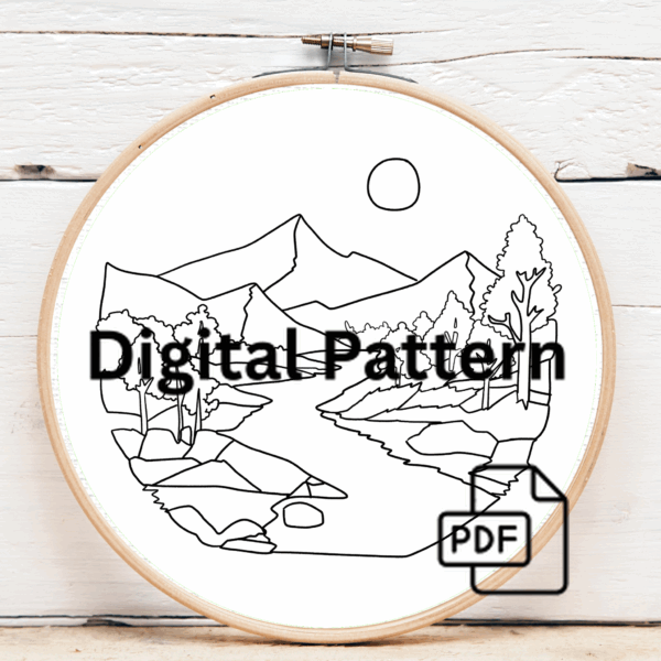 embroidery-river-mountains-sun-setting