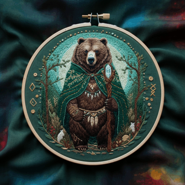 close-up-bear-green-cloak-green-cloth