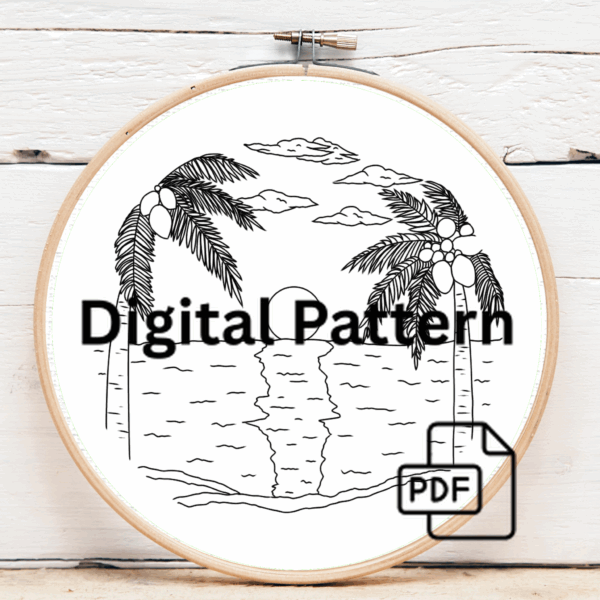 close-up-cross-stitch-picture-sunset-palm-trees