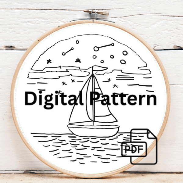 embroidery-sailboat-ocean-star-filled-sky