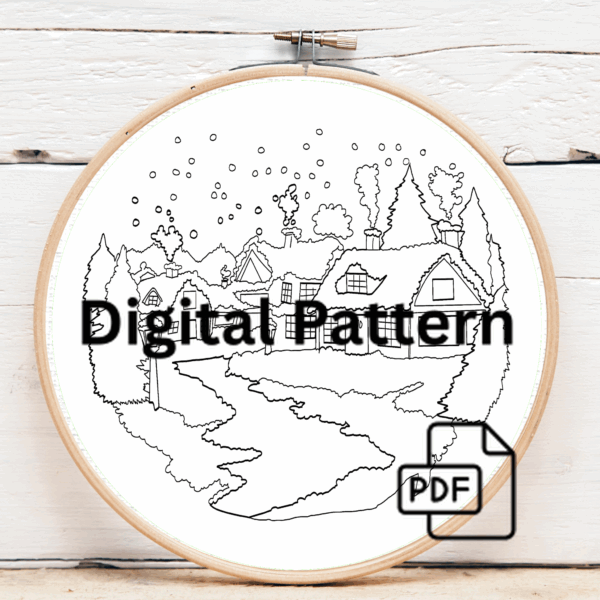 embroidery-small-village-river-lighted-street-light