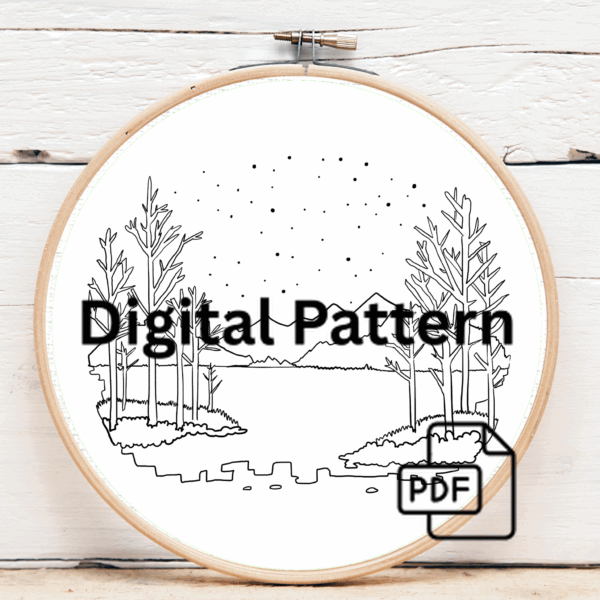 embroidery-snowy-scene-trees-lake
