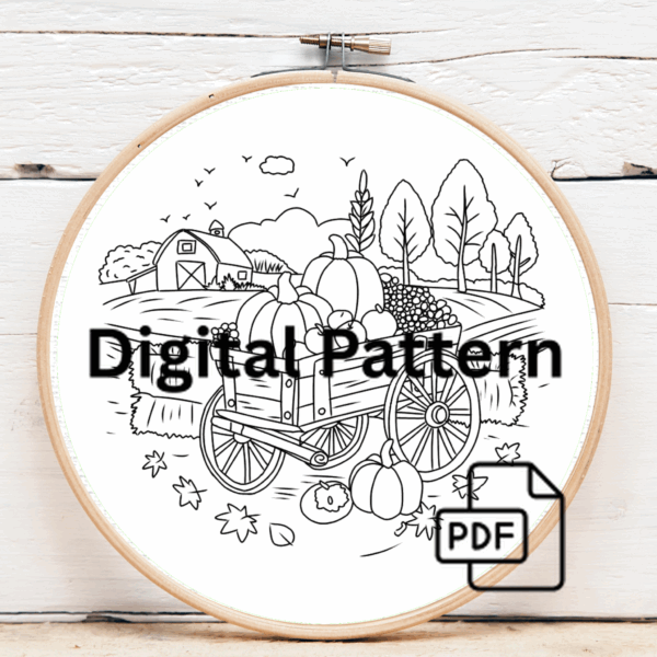 close-up-cross-stitch-picture-wagon-pumpkins