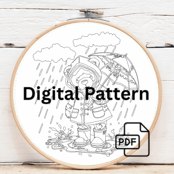 embroidery-teddy-bear-raincoat-holding-umbrella