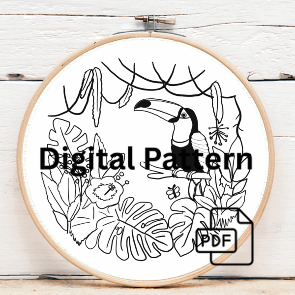 embroidery-toucao-bird-tropical-leaves-flowers