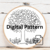 embroidery-tree-flowers-leaves-wooden-surface