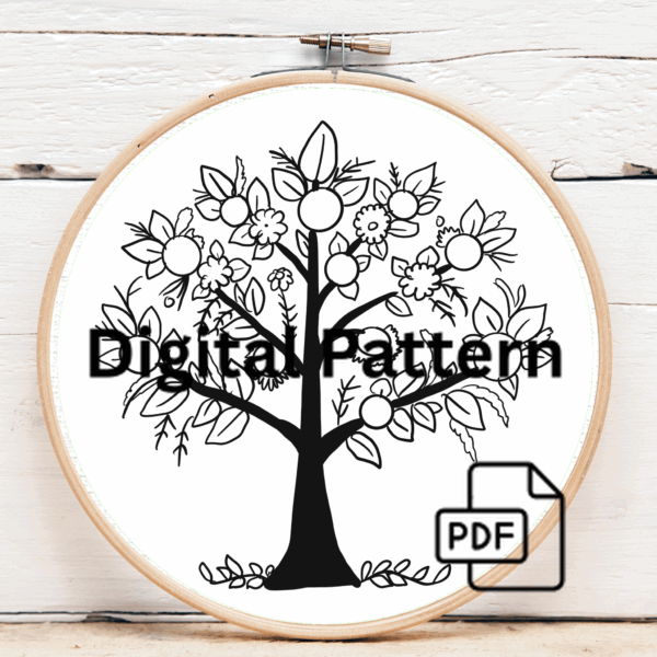 embroidery-tree-flowers-leaves-wooden-surface-2