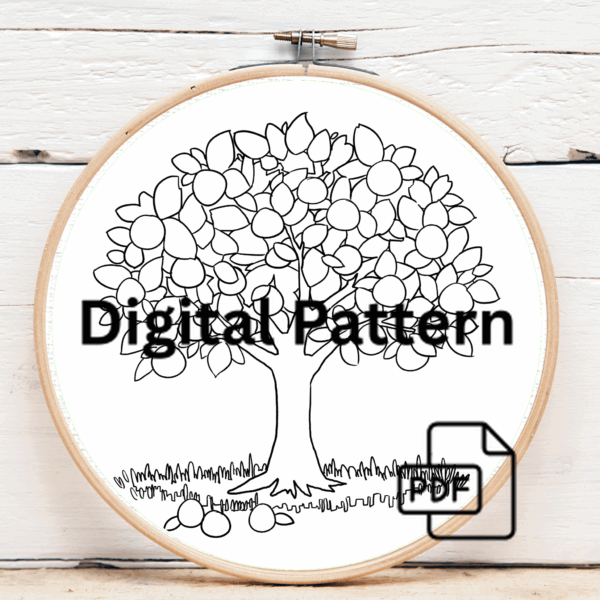 embroidery-tree-oranges-leaves