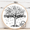 embroidery-tree-pink-flowers-leaves-white-background
