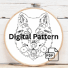 close-up-cross-stitch-picture-wolf-flowers
