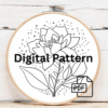 embroidery-white-flower-blue-leaves-black-background