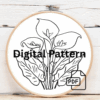 embroidery-white-flower-green-leaves-pink-background
