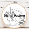 embroidery-woman-riding-horse-sword-dog