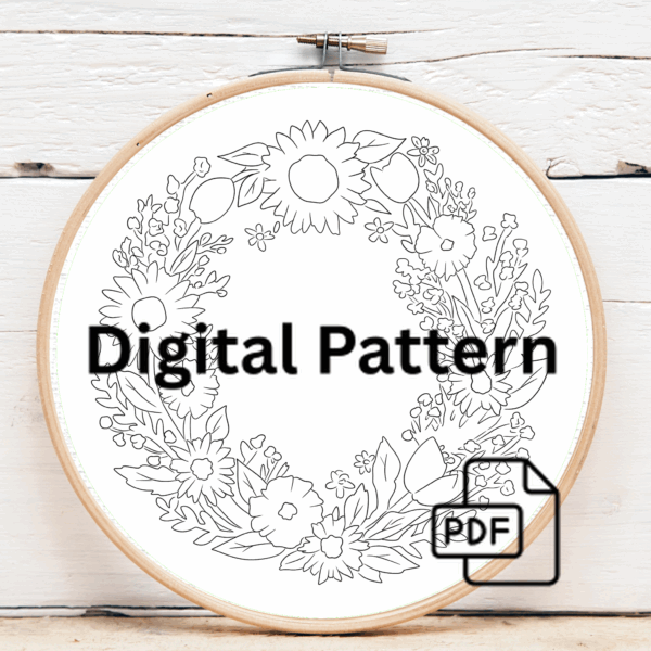 embroidery-wreath-flowers-leaves-white-cloth