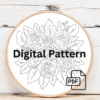 embroidery-bunch-flowers-wooden-surface