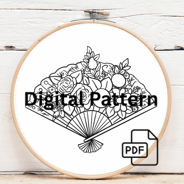 embroidery-fan-flowers-hanging-wall