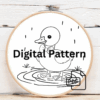 close-up-cross-stitched-picture-duck-water