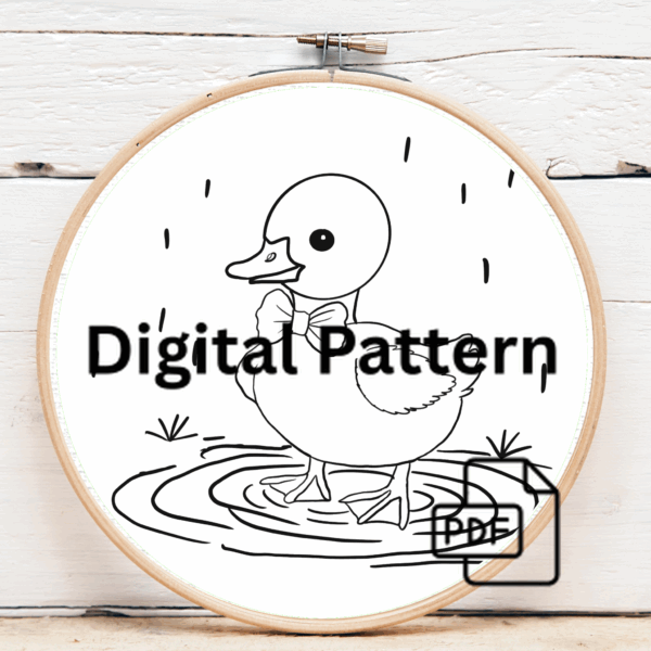 close-up-cross-stitched-picture-duck-water