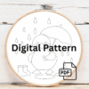 close-up-cross-stitched-picture-duck-umbrella