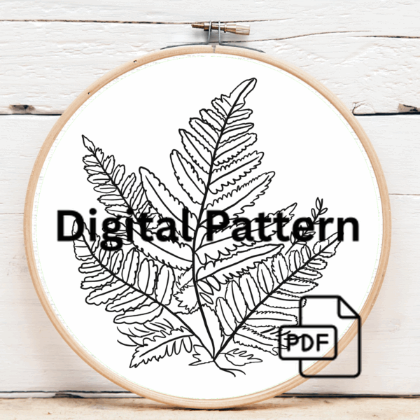 close-up-cross-stitched-picture-fern-leaf