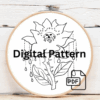 close-up-cross-stitched-picture-flower-green-leaves